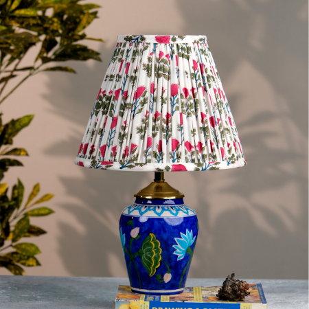 White Pink Block Print Empire Lampshade Small